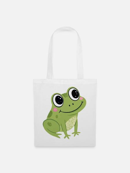 Pastell süßer grüner Frosch - Stoffbeutel - Weiß