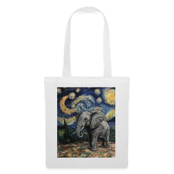 Éléphant Van Gogh Style Nuit étoilée - Sac en tissu - blanc - Devant