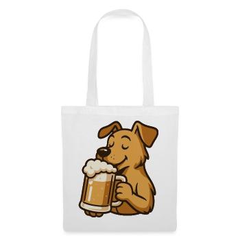 Hund mit Bier Mug Cartoon Design - Stoffbeutel - Weiß - Vorne