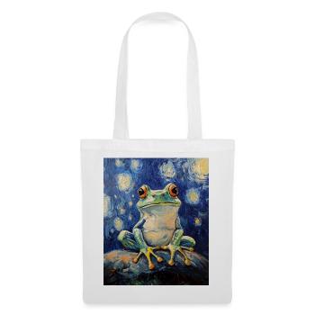 Frosch Frösche Van Gogh Style Starry Night - Stoffbeutel - Weiß - Vorne