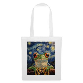 Frosch Frösche Van Gogh Style Starry Night - Stoffbeutel - Weiß - Vorne