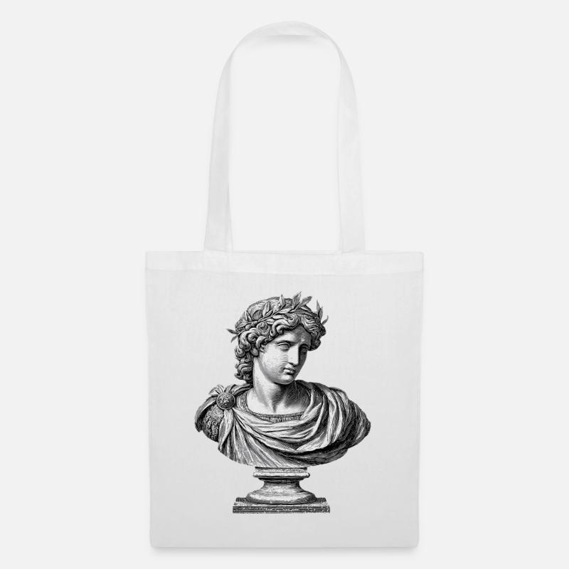 Antike Apollo Büste - Klassische Gravur - Stoffbeutel - Weiß