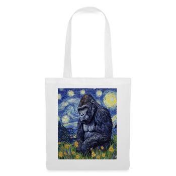 Gorille Gorille Singe Style Van Gogh Nuit étoilée - Sac en tissu - blanc - Devant