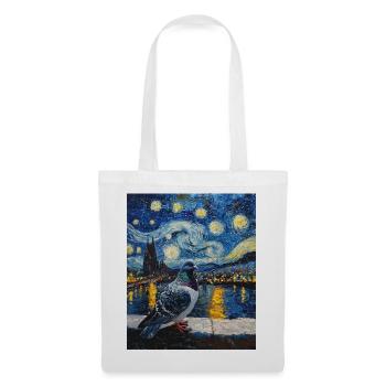 Colombe Oiseau Van Gogh Style Nuit étoilée - Sac en tissu - blanc - Devant