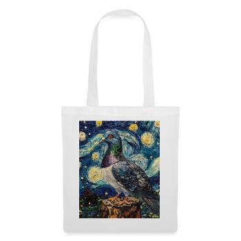 Colombe Oiseau Van Gogh Style Nuit étoilée - Sac en tissu - blanc - Devant
