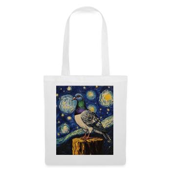 Colombe Oiseau Van Gogh Style Nuit étoilée - Sac en tissu - blanc - Devant