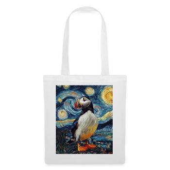 Papageientaucher Vogel Van Gogh Style Starry Night - Stoffbeutel - Weiß - Vorne