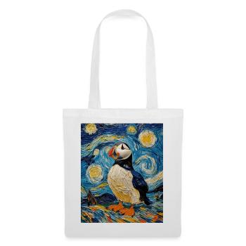 Papageientaucher Vogel Van Gogh Style Starry Night - Stoffbeutel - Weiß - Vorne