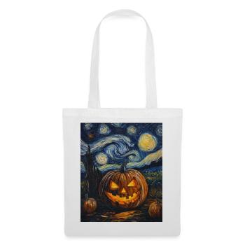 Kürbis Halloween Van Gogh Style Starry Night - Stoffbeutel - Weiß - Vorne