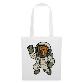 Bouledogue astronaute flottant dans l’espace dessin animé - Sac en tissu - blanc - Devant