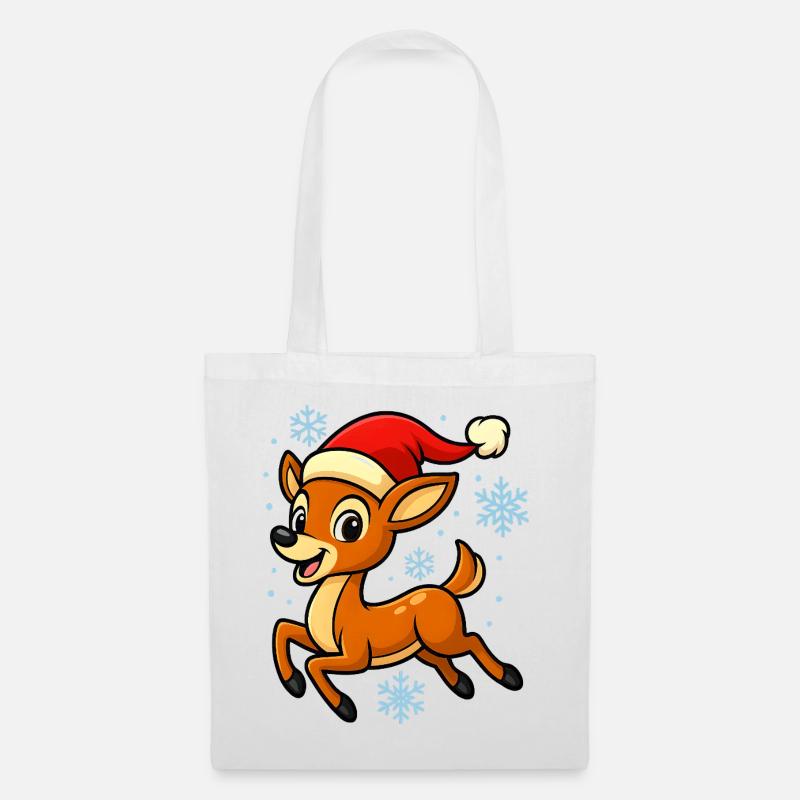 Fröhliches Rentier Kitz Lustig Weihnachtsgeschenk - Stoffbeutel - Weiß