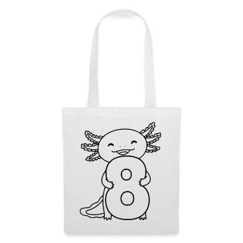 Axolotl mit Zahl 8 Cartoon Illustration - Stoffbeutel - Weiß - Vorne