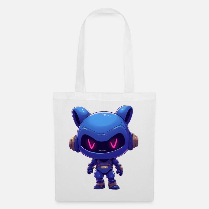 Neonblauer Roboterhelm - Stoffbeutel - Weiß