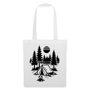 Camping nature sous tente Camping au feu de camp - Sac en tissu - blanc - Devant