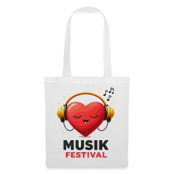 Herzbeat Festival with headphones - Tote Bag - white - Front