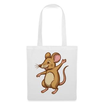Souris mignonne qui danse saute heureuse drôle heureuse - Sac en tissu - blanc - Devant