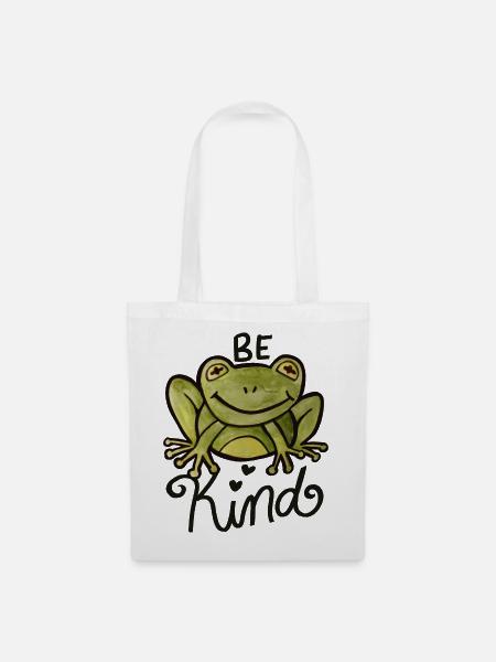 Be Kind Frosch-Aquarelldesign - Stoffbeutel - Weiß