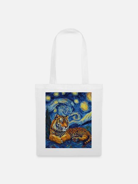 Tiger Van Gogh - Stoffbeutel - Weiß