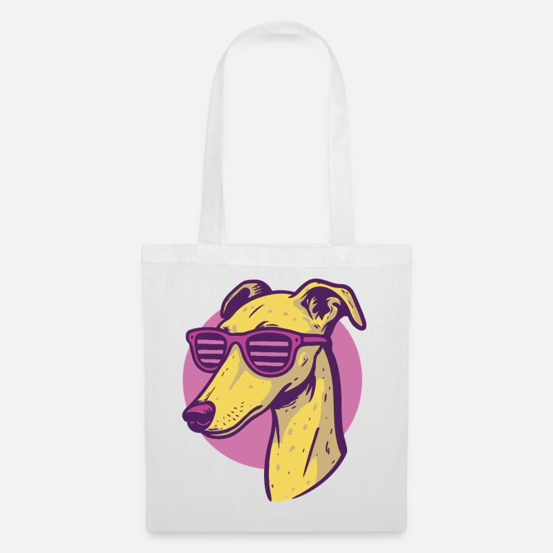Windhund, Galgo Sonnenbrille Pop-Art - Stoffbeutel - Weiß