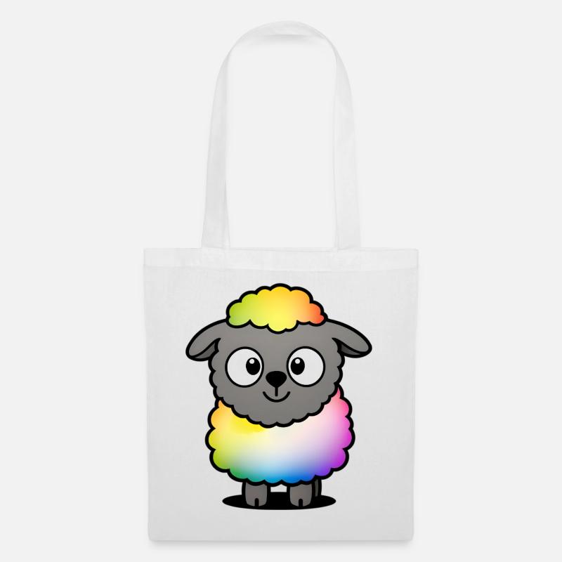 Rainbow Fluffy Sheep - Tote Bag - white