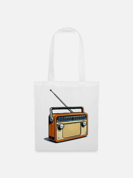Retro Orange Radio - Stoffbeutel - Weiß