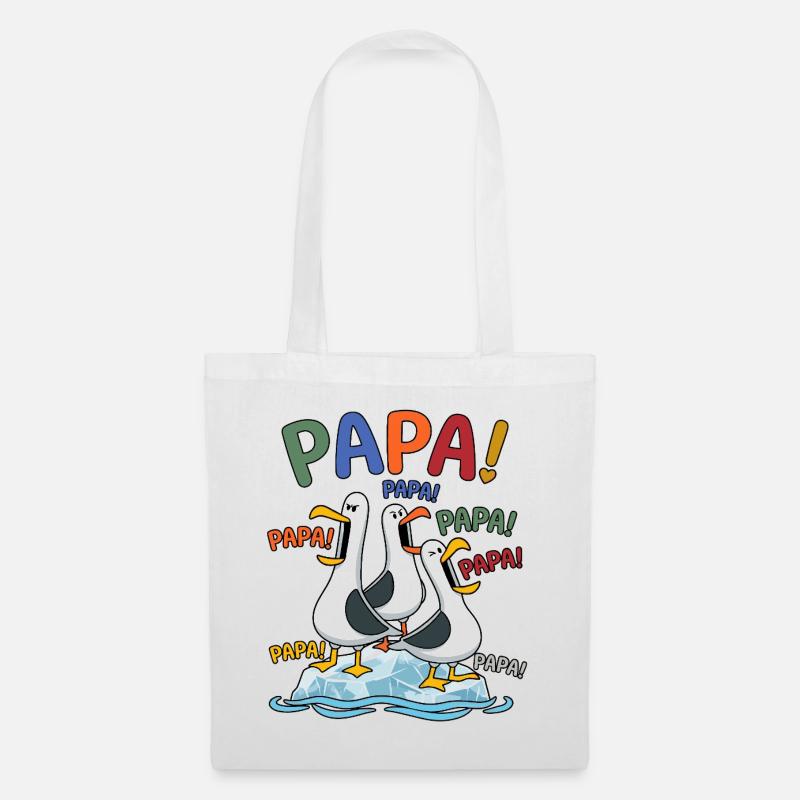 Lustige Papa Möwen auf Eisscholle - Comic Design - Tote Bag - white