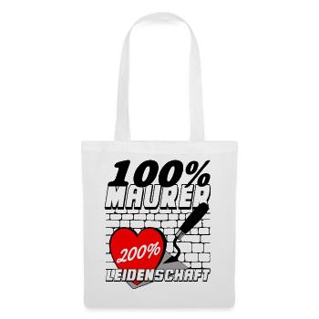 Maurer Leidenschaft Herz 200% - Stoffbeutel - Weiß - Vorne