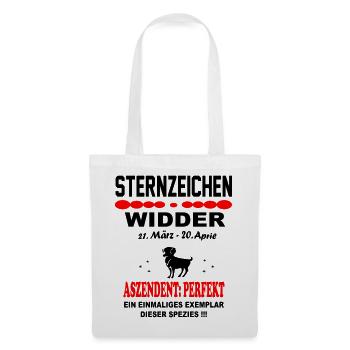 Widder Sternzeichen Horoskop Aszendent Perfekt - Stoffbeutel - Weiß - Vorne