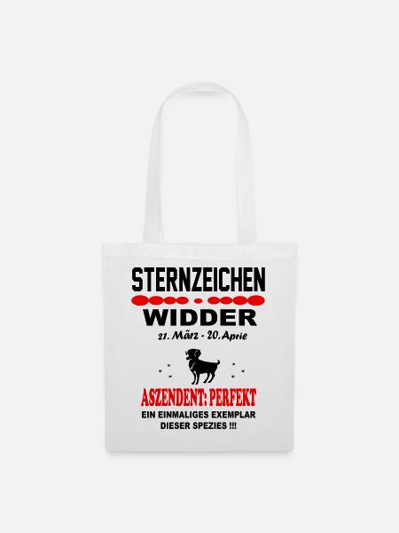Widder Sternzeichen Horoskop Aszendent Perfekt - Stoffbeutel - Weiß