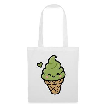 Cornet de glace Kawaii Matcha - Sac en tissu - blanc - Devant