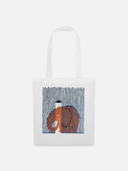 Elefant im Regen – Künstlerisches Design - Stoffbeutel - Weiß