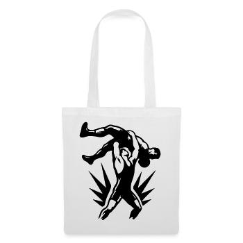 Wrestling Ringer Wurf Symbol Schwarz - Stoffbeutel - Weiß - Vorne