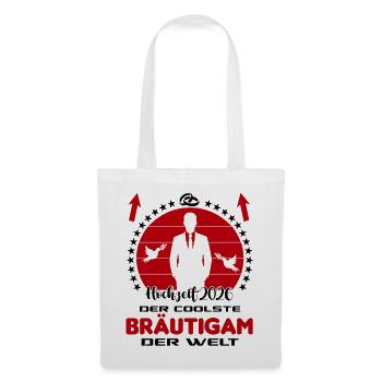 Hochzeit Married 2026 Cooler Braeutigam Groom - Stoffbeutel - Weiß - Vorne