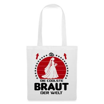 Hochzeit 2026 Married Beste Braut Bride der Welt - Stoffbeutel - Weiß - Vorne