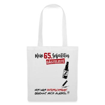 Gästeliste Gästebuch 65 Jahre Alter Geburtstag - Stoffbeutel - Weiß - Vorne
