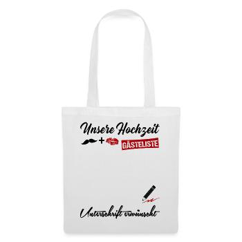 Gästeliste Gästebuch Unsere Hochzeit Married Braut - Stoffbeutel - Weiß - Vorne