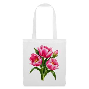 Pink Tulip Burst botanische Blüten - Stoffbeutel - Weiß - Vorne