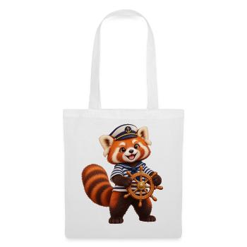 Sailor Red Panda mit Schiffsrad - Stoffbeutel - Weiß - Vorne