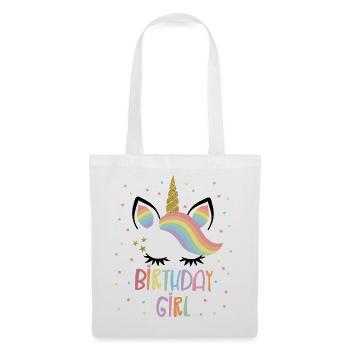 Birthday Girl Einhorn Geburtstag Mädchen Motiv - Stoffbeutel - Weiß - Vorne