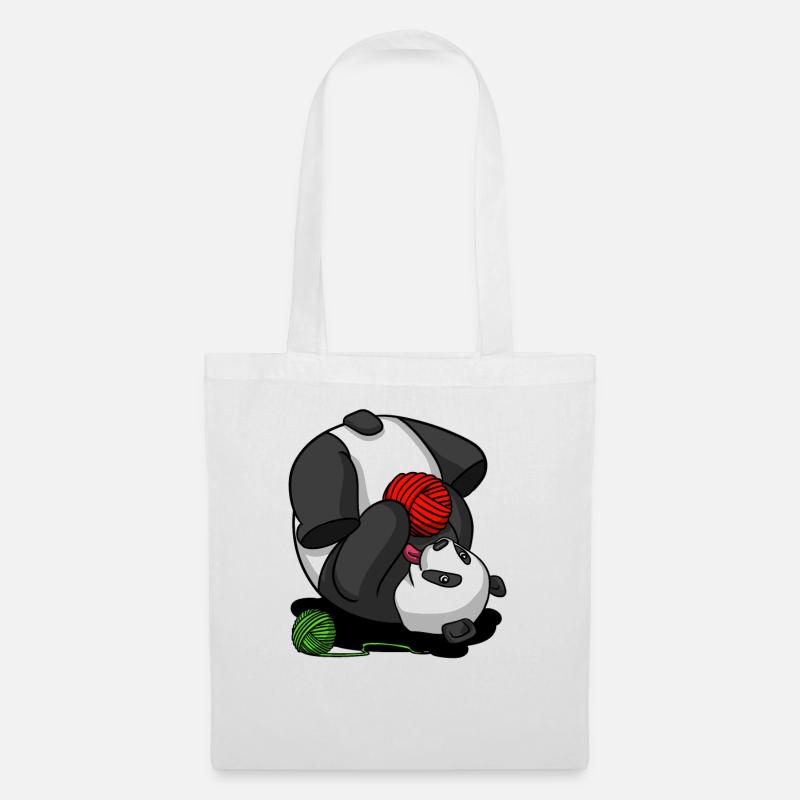 Netter Panda Bear Yarn Knitting Animal - Stoffbeutel - Weiß