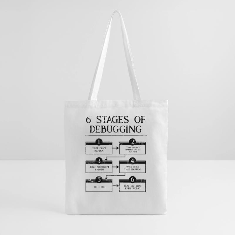 6 Stages Of Debugging Computer Programming Coding Tote Bag