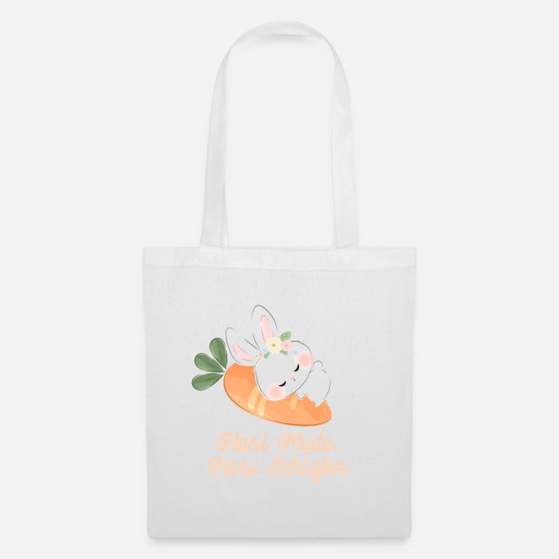 Hase Mude Hasi schlafen - Stoffbeutel - Weiß
