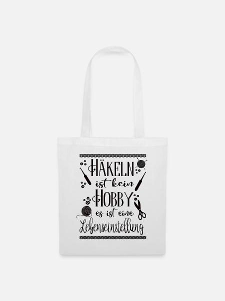 Häkeln Hobby Handarbeit Geschenk Design Mode - Stoffbeutel - Weiß