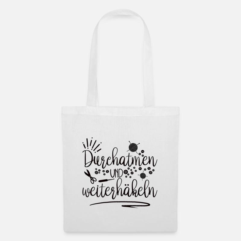 Häkeln Häkelt Shirt Liebe Wolle Garn Geschenk - Stoffbeutel - Weiß