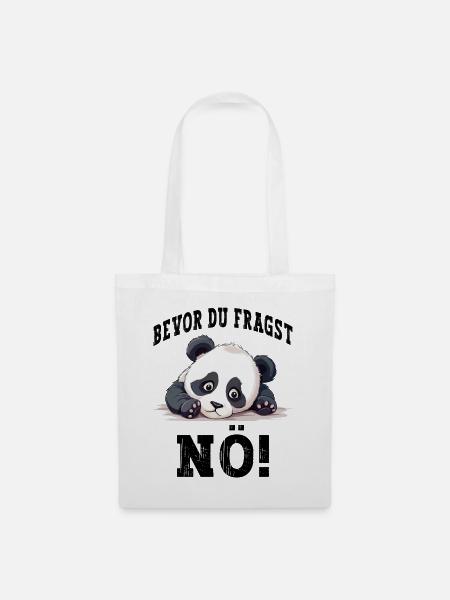 Bevor Du Fragst Nö No Nein Panda Bär Lustig Spruch - Stoffbeutel - Weiß