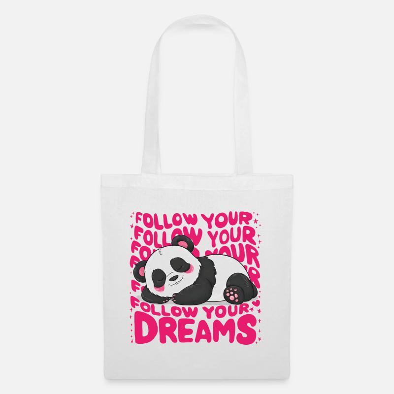 Panda - Follow your dreams - Stoffbeutel - Weiß