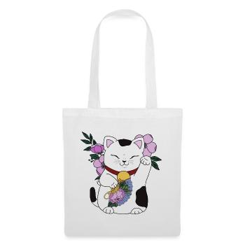 Waving Cat - Maneki Neko - Tote Bag - white - Front