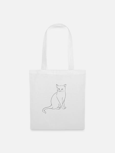 Weiße Katze - Stoffbeutel - Weiß