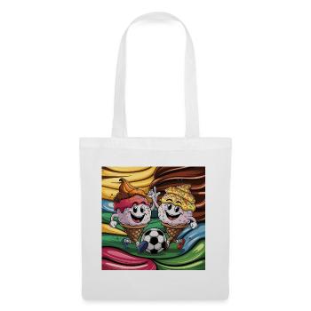Soleil d’été Soccer Rire Coups de pied Cornets de crème glacée - Sac en tissu - blanc - Devant