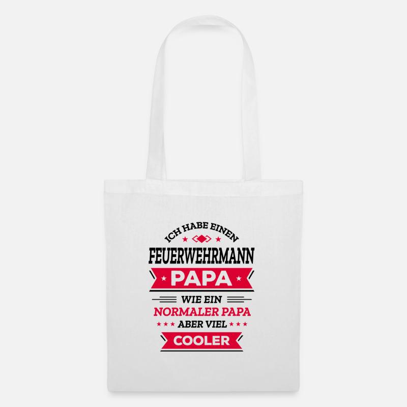 FEUERWEHRMANN PAPA COOL, GEBURTSTAG, VATERTAG - Stoffbeutel - Weiß